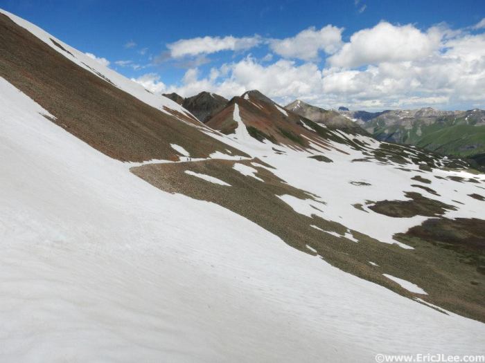 Trail running (noun) -- Sliding down snow fields on your rump. (Photo credit: Eric Lee)
