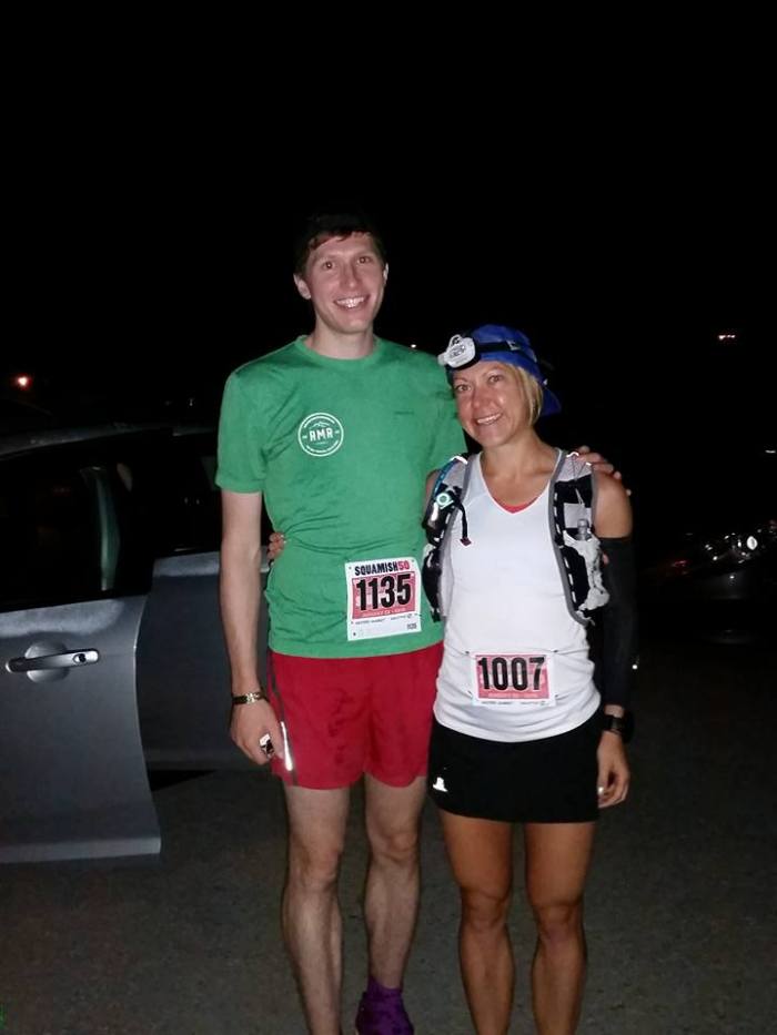 Loitering at the start line. Don't let the smiles fool you. One of us is going down!