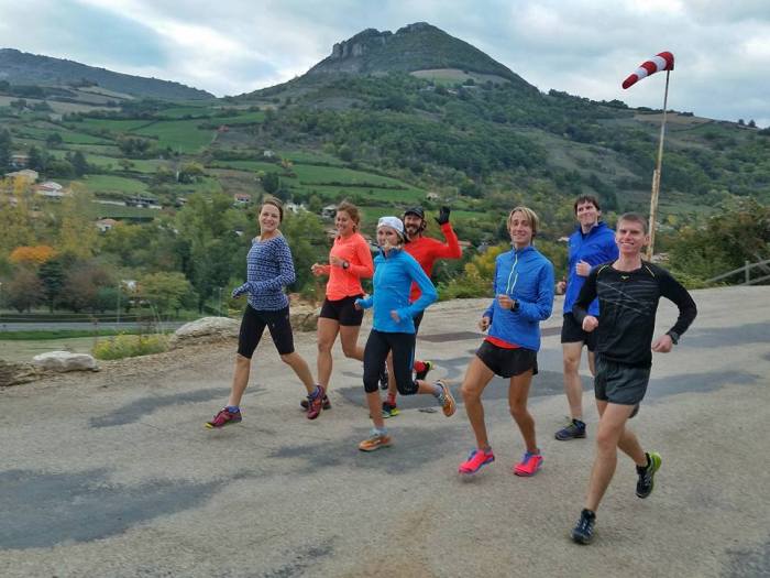 The roadie running with the rockstars in a pre-race "shake out," though I found the pace to be a little brisk!